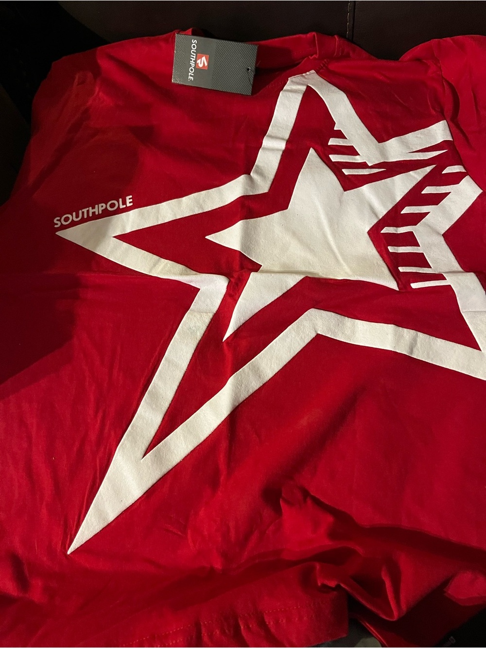South Pole Red Tee with White Star Graphic